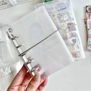 Simples Market M5 A7 A6 diagonal PP notebook cover; silver metallic three-fold binder for loose leaf and photo storage