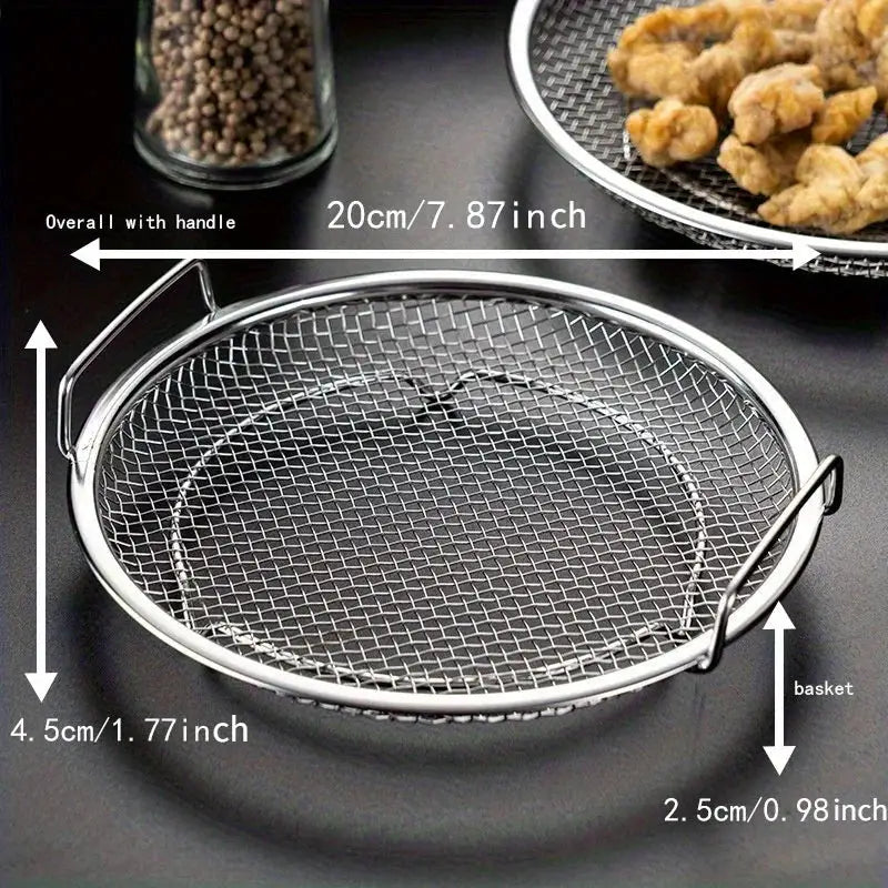 EcoChef Stainless Steel Filter Tray Mesh Basket Durable Kitchen Strainer For Frying Grilling And Fruit Veggie Rinsing