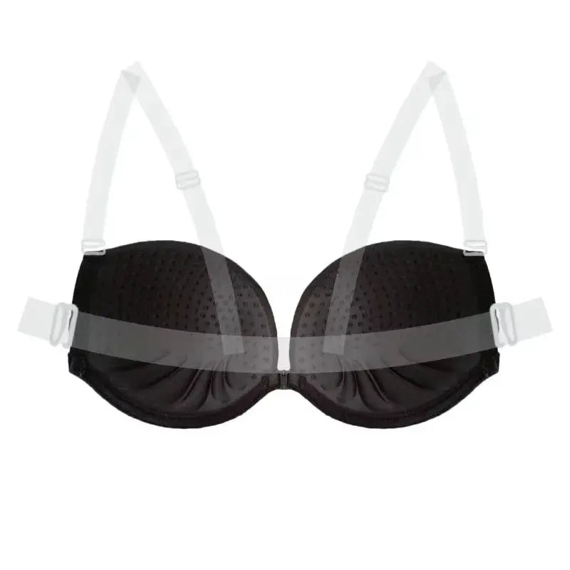 Multiway Backless Push-Up Bra with removable transparent straps, black