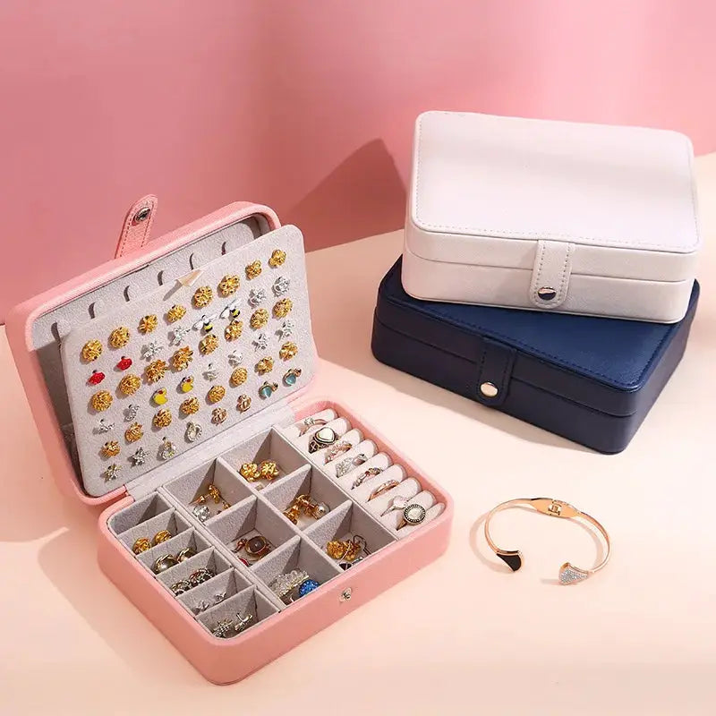 LuxCarry Portable Jewelry Storage Box For Travel Waterproof PU Leather Organizer With Large Capacity
