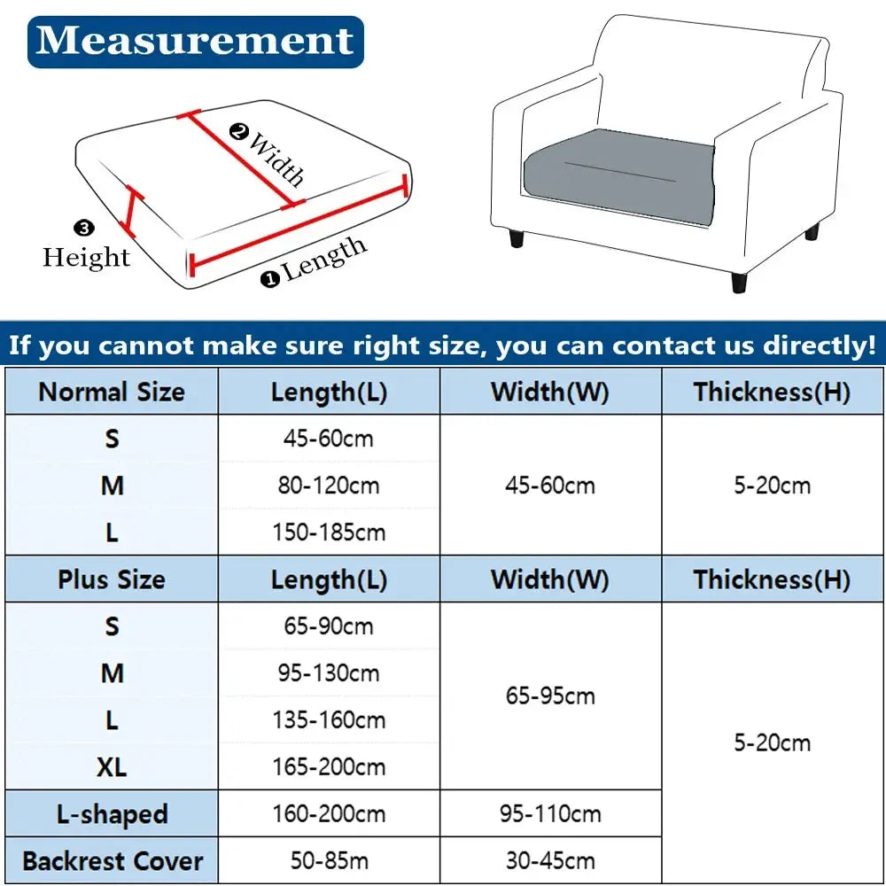 Jacquard Pure Sofa Covers polar fleece stretch with measurement diagram and size chart.