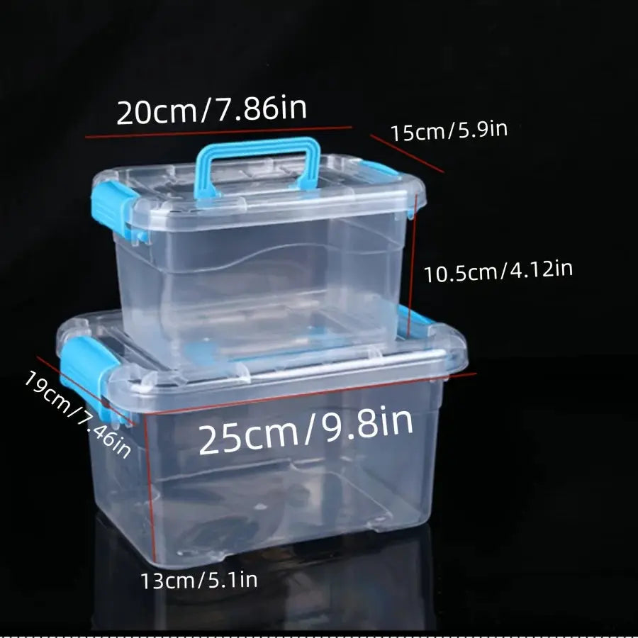 2 Pack Large Clear Plastic Storage Boxes Multifunctional for Desk Clothing and Documents Stackable