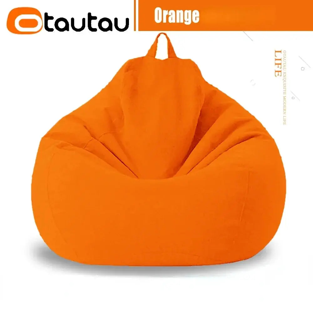 OTAUTAU orange 70cm cotton-linen bean bag sofa with filler, Simples Market