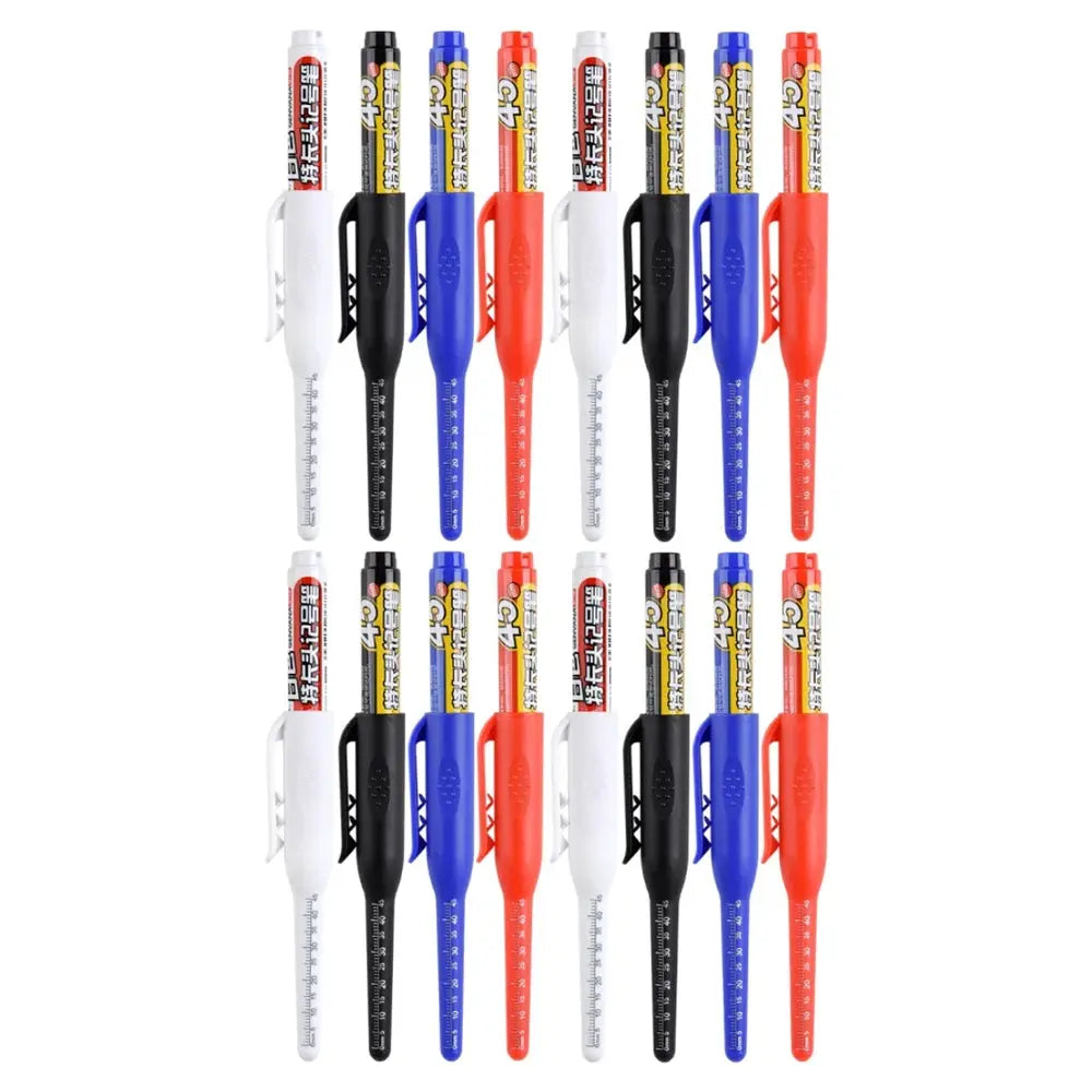 Simples Market marker pens set, deep-hole 45mm long-nib, waterproof for woodworking, assorted white/black/blue/red
