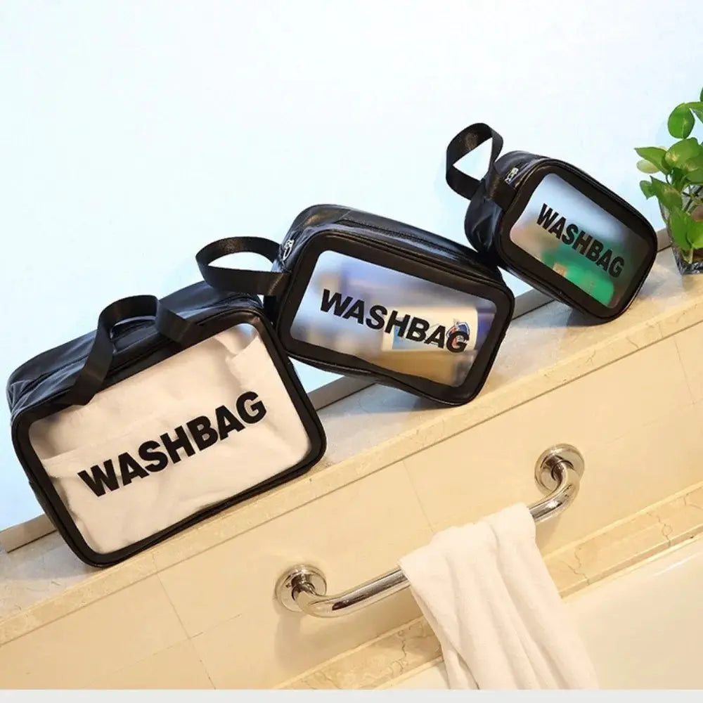 ClearView Portable Cosmetic Bag Large Capacity Dustproof Transparent PVC Travel Organizer For Makeup