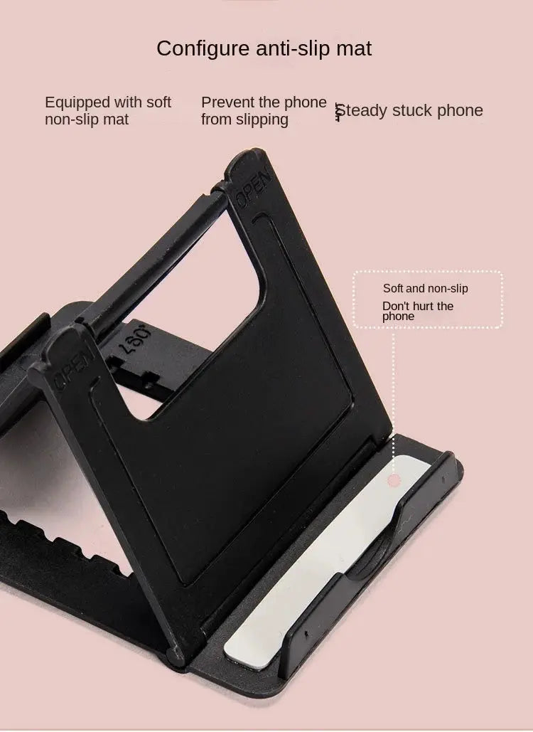 Desktop tablet folding stand by Simples Market, black plastic, portable and adjustable with anti-slip mat