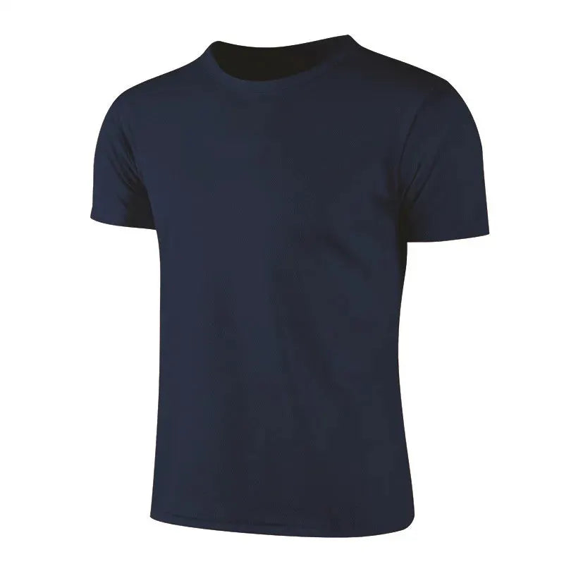 Men's navy quick-dry running T-shirt by Simples Market, short-sleeve athletic jersey.