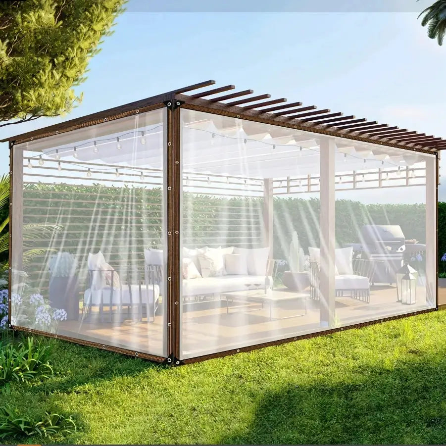 Clear Waterproof Polyester Tarp With Reinforced Grommets For Gardens Patios And Outdoor Adventures