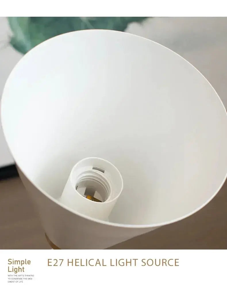White conical lampshade with E27 socket for Nordic wall sconce.