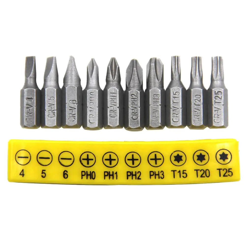 10 Piece Rubber Strip Cross Screwdriver Bit Set With 60mm Conversion Extension Rod For Woodworking Power Tools