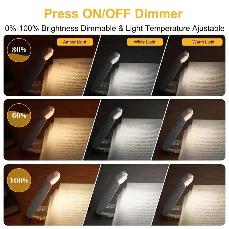Mini Reading Clip Light USB Charging LED Night Light With Adjustable Brightness And Eye Protection Portable Book Lamp