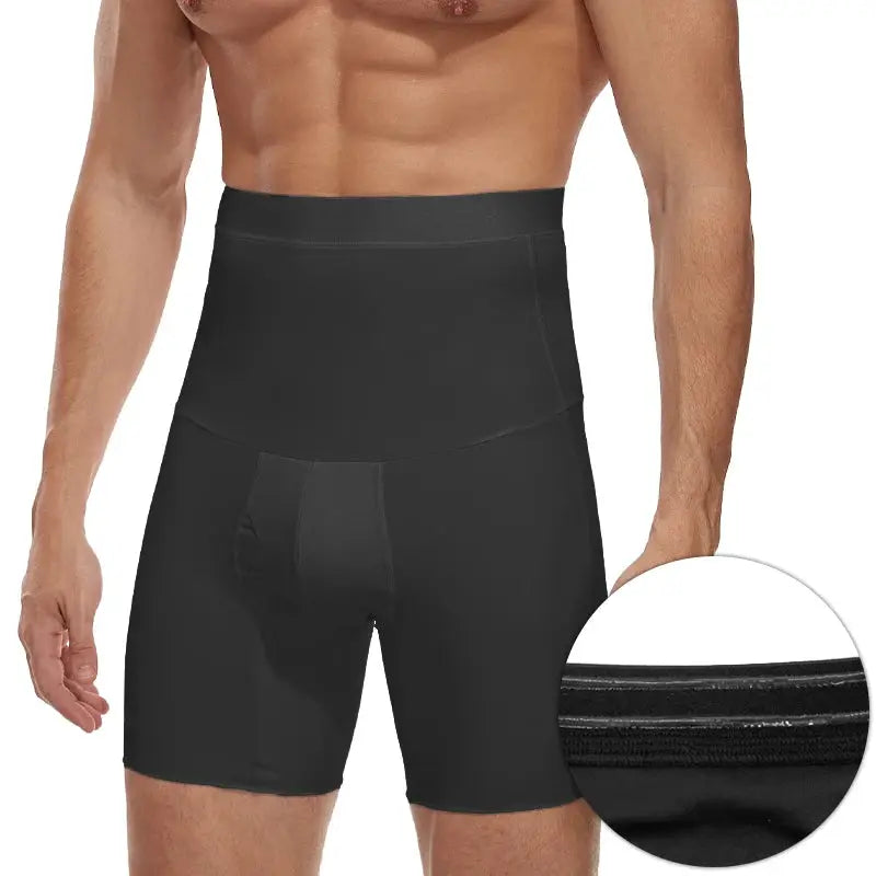 Simples Market men's black high-waist tummy-control compression shorts