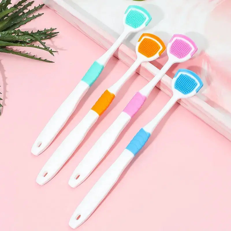 Soft Haired Silicone Tongue Scraper for Adults Reduces Bad Breath and Improves Oral Care