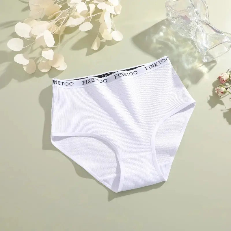 White FINETOO seamless cotton briefs for women, low-rise, breathable underwear, S-XXL