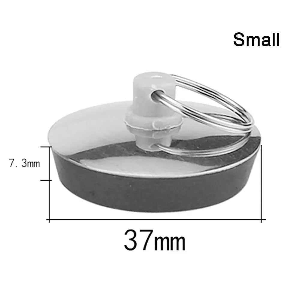 Stainless steel bath plug with rubber drain stopper and metal ring, Simples Market, small size, 1 pc