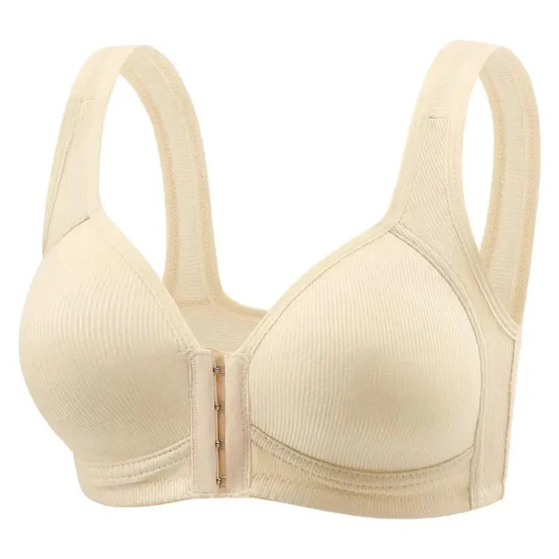 Fallsweet seamless front-closure bra, beige, wire-free full-coverage by Simples Market
