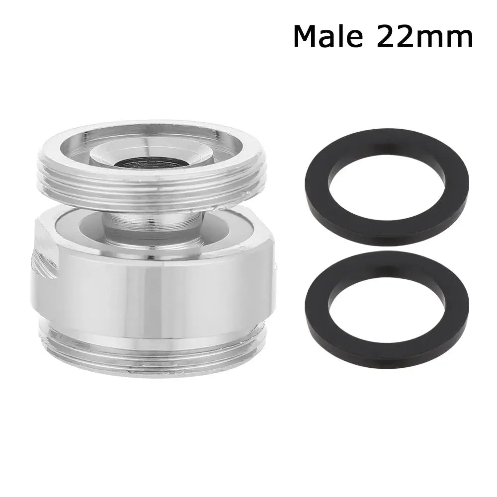 Swivel Aerator Adapter 22mm male, chrome faucet fitting from Simples Market with two black washers