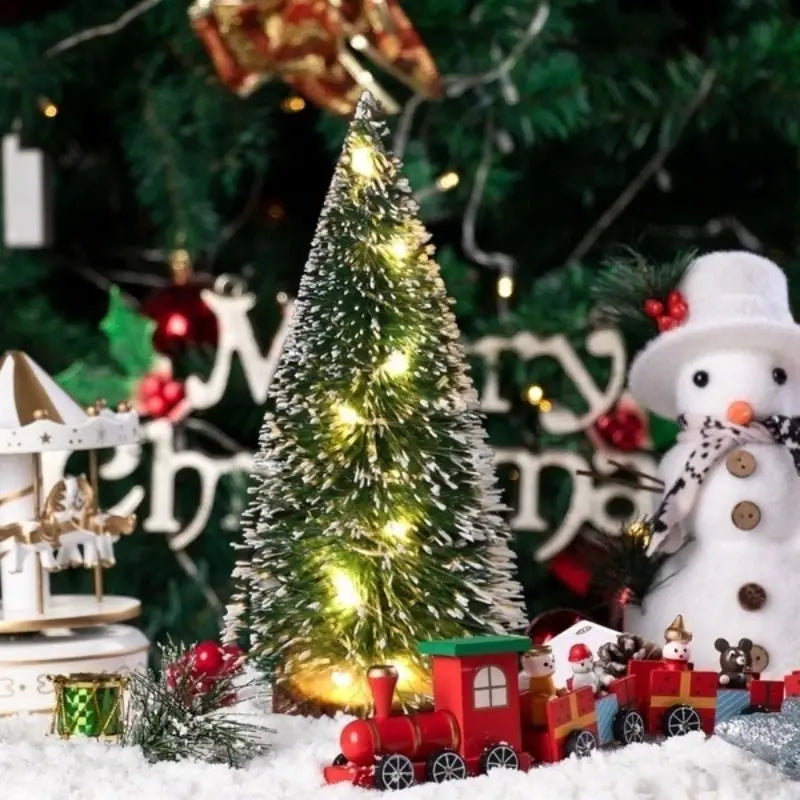 LED Light Mini Artificial Christmas Tree Tabletop Decor Snow Frost Xmas Tree in 4 Sizes
