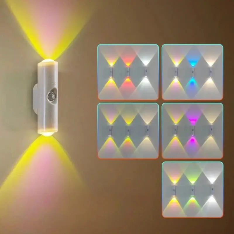 Smart RGB Gradient Night Light Magnetic Motion Sensor Rechargeable Wall Lamp Bedroom Bathroom Closet Garden Home Decor