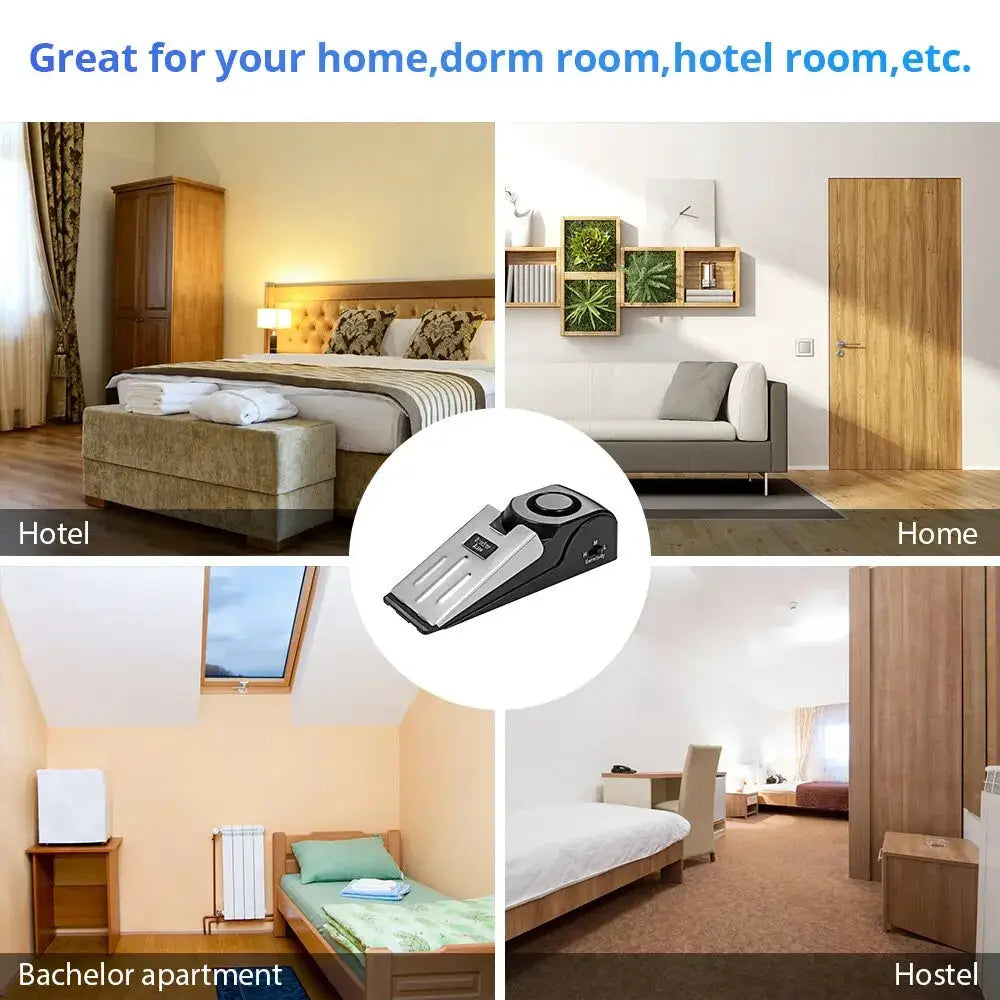 2-pack wireless door stop alarm system for home security, 125dB loud