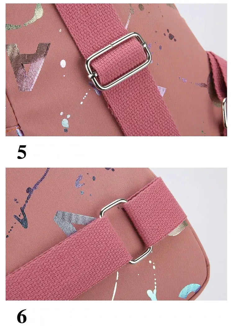 Pink chest bag crossbody sling backpack with adjustable strap and silver hardware