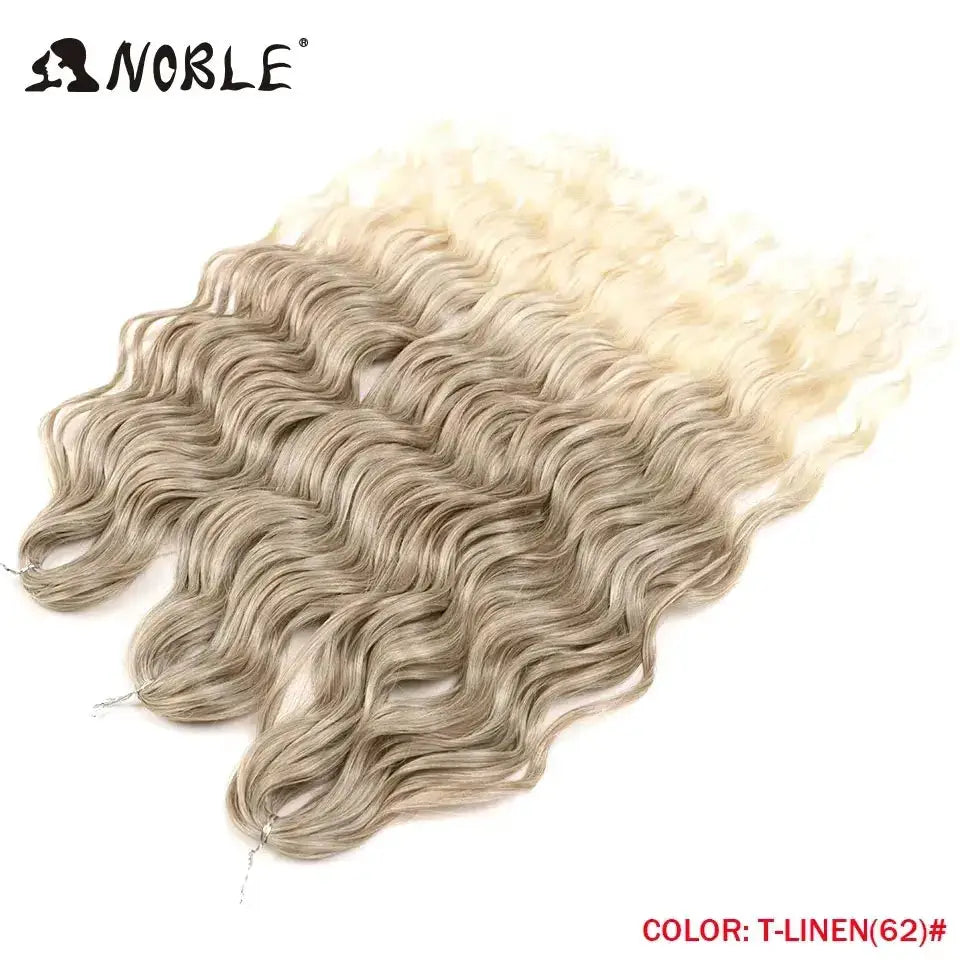 Noble Hair synthetic loose deep-wave braiding extensions, 24in, ombre blonde, water wave, color T-Linen(62)