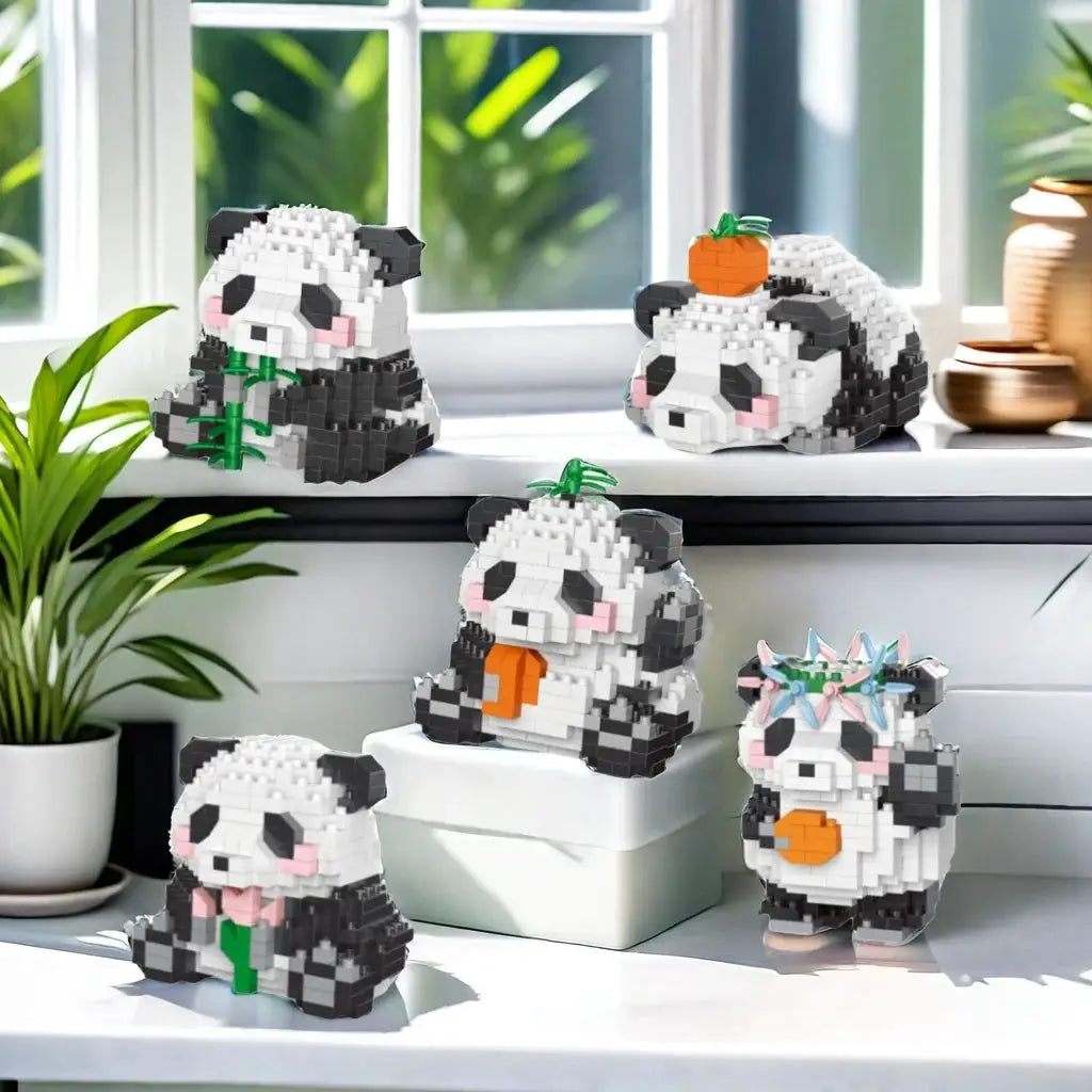 Panda Shaped Building Blocks Toy Set For Desktop Decoration Holiday Gift Panda Lovers Delight For Children And Adults