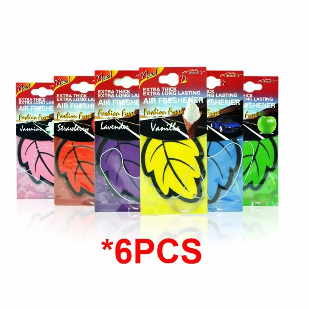 6 Piece Car Air Fresheners Tea Paper Natural Vanilla Perfume Fragrance Leaf Shape Auto Hanging Interior Accessories