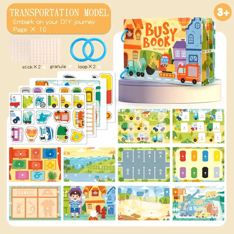 Montessori Quiet Book Kids Puzzle Word Recognition Early Education Toy Book With Stickers Learning Activities