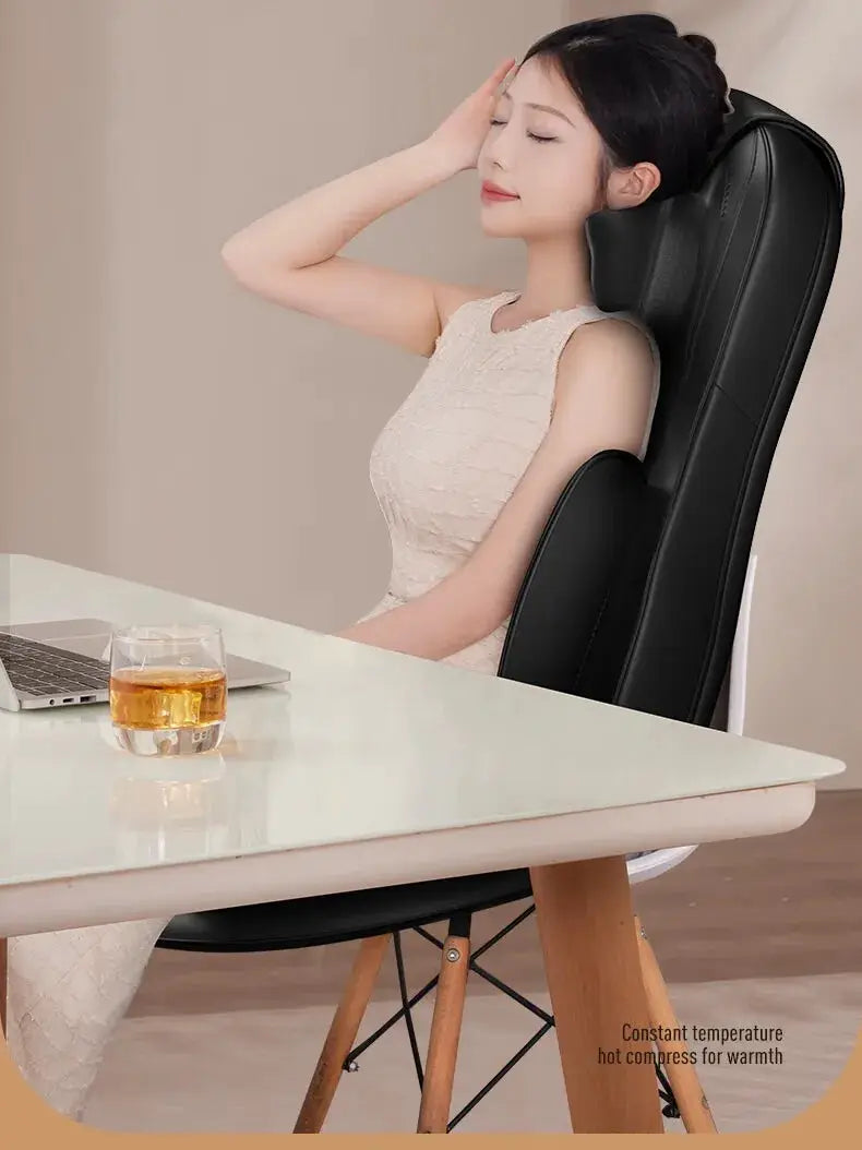 Upgrade Electric Full-Body Massage Chair by Simples Market, black leather with neck and back Shiatsu cushion