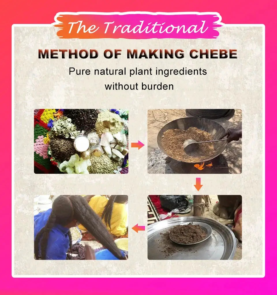 100% Natural Chebe Powder Natural Ingredients Promotes Hair Strengthens & Thickens Anti Hair Loss Hair Regrowth Treatment