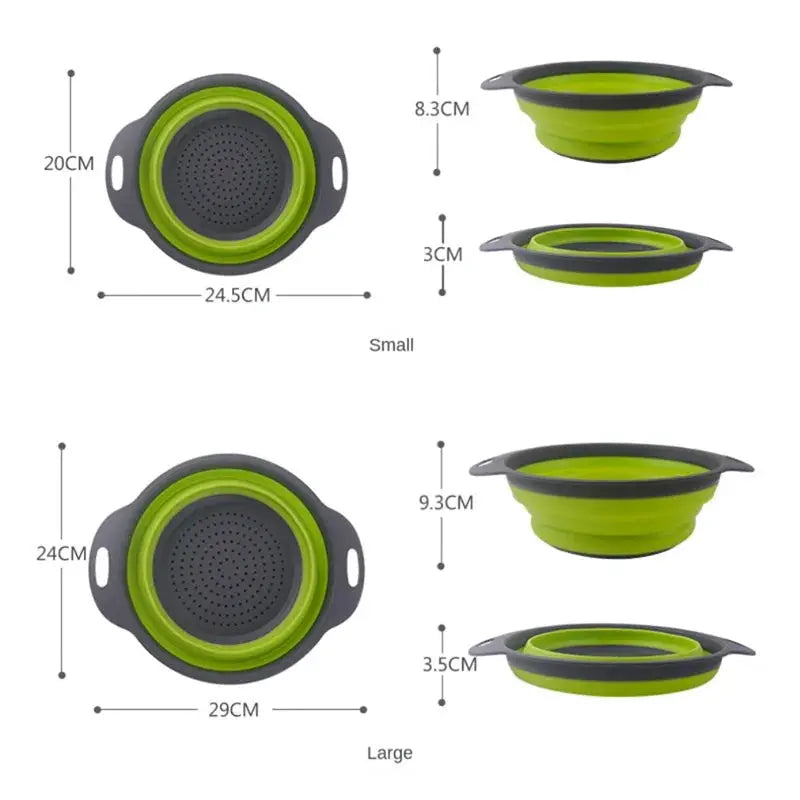 Silicone Collapsible Vegetable and Fruit Cleaning Basket Folding Drainage Colander Water Filter Net Kitchen Gadgets