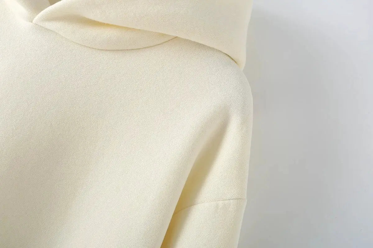 HH Women Solid Long Sleeve Hooded Fleece Pullover Pants Set Casual