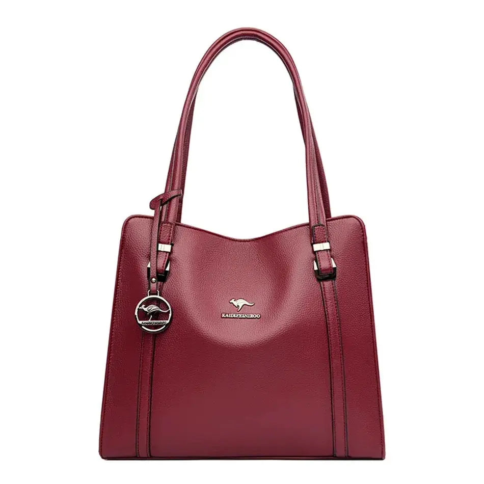 NobleGrace Soft Leather Luxury Handbag Women Triple Layer Tote Large Capacity Shoulder And Crossbody Bag