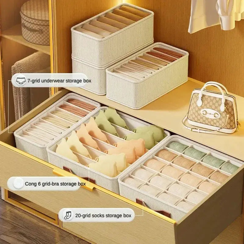 Fabric Drawer Organizers 1 To 5 Pack For Underwear Socks And Bras With Dividers Foldable Closet Shelf Organizer Box