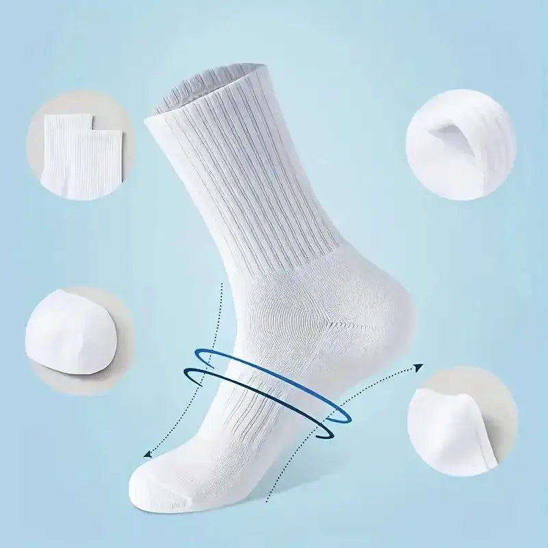Neutral Solid Color Crew Socks Pack 5 10 20 Pairs Breathable Sweat Absorbing All Season Polyester Elastane Blend