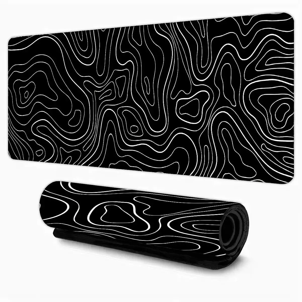 Black Gray Swirl Design Large Mouse Pad Desk Mat For Gaming And Office PC Keyboard Accessories