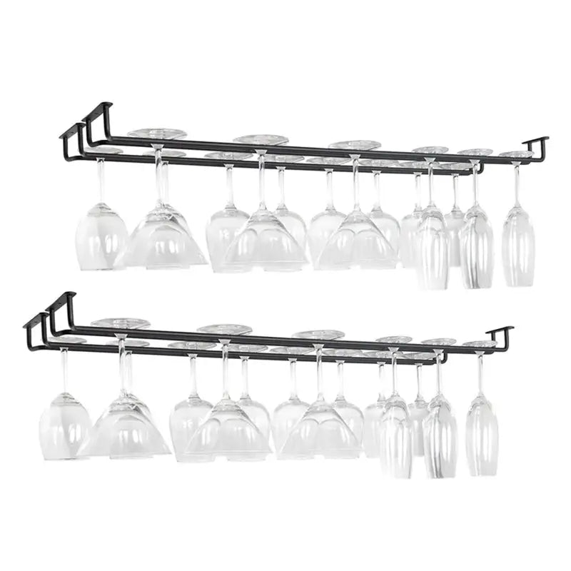 Stemware wine glass rack, black under-cabinet storage by Simples Market, two racks shown