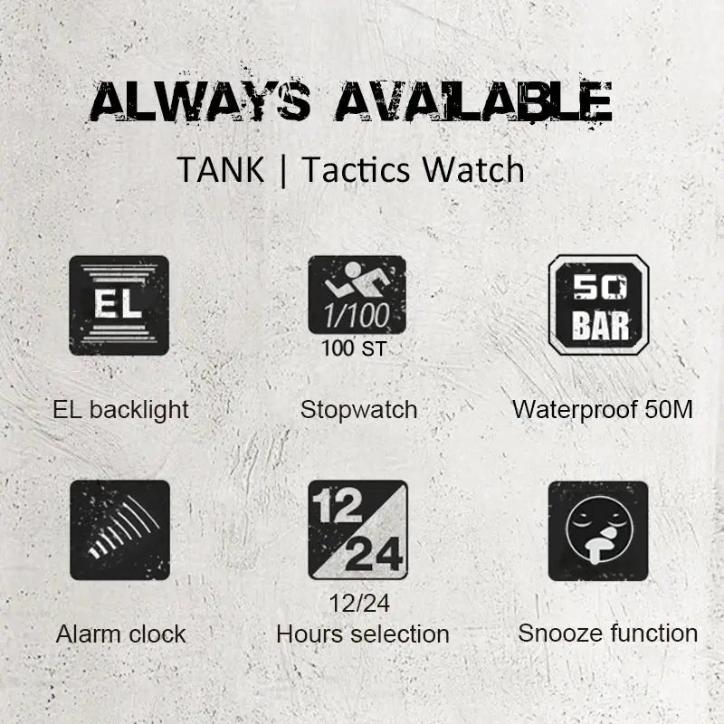 NORTH EDGE digital military wristwatch by Simples Market, 50M waterproof with EL backlight and stopwatch