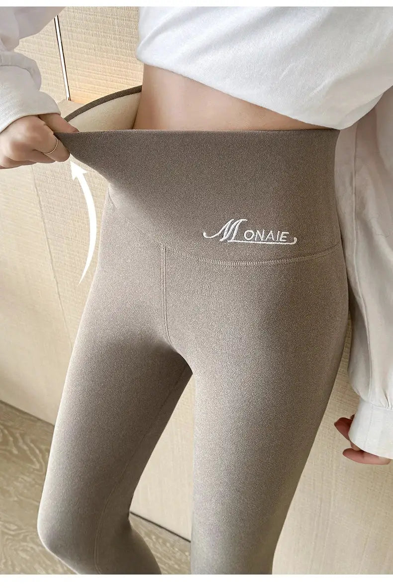 Winter cashmere leggings, taupe color with MONAE logo