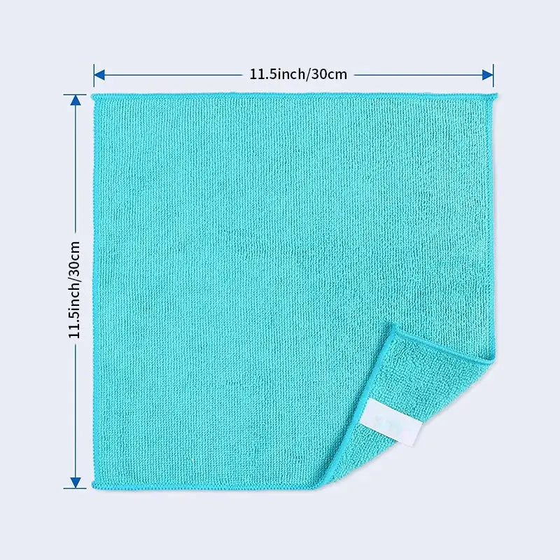 Turquoise microfiber car cleaning towel, 1pc, quick-drying, double-layer cloth, 11.5x11.5 in