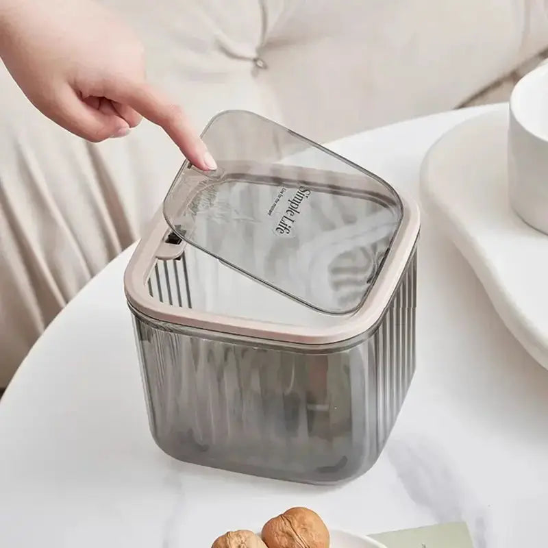 Transparent Mini Desktop Storage Box With Pop Up Lid Waterproof Multifunctional Organizer For Beads Detergent Powder