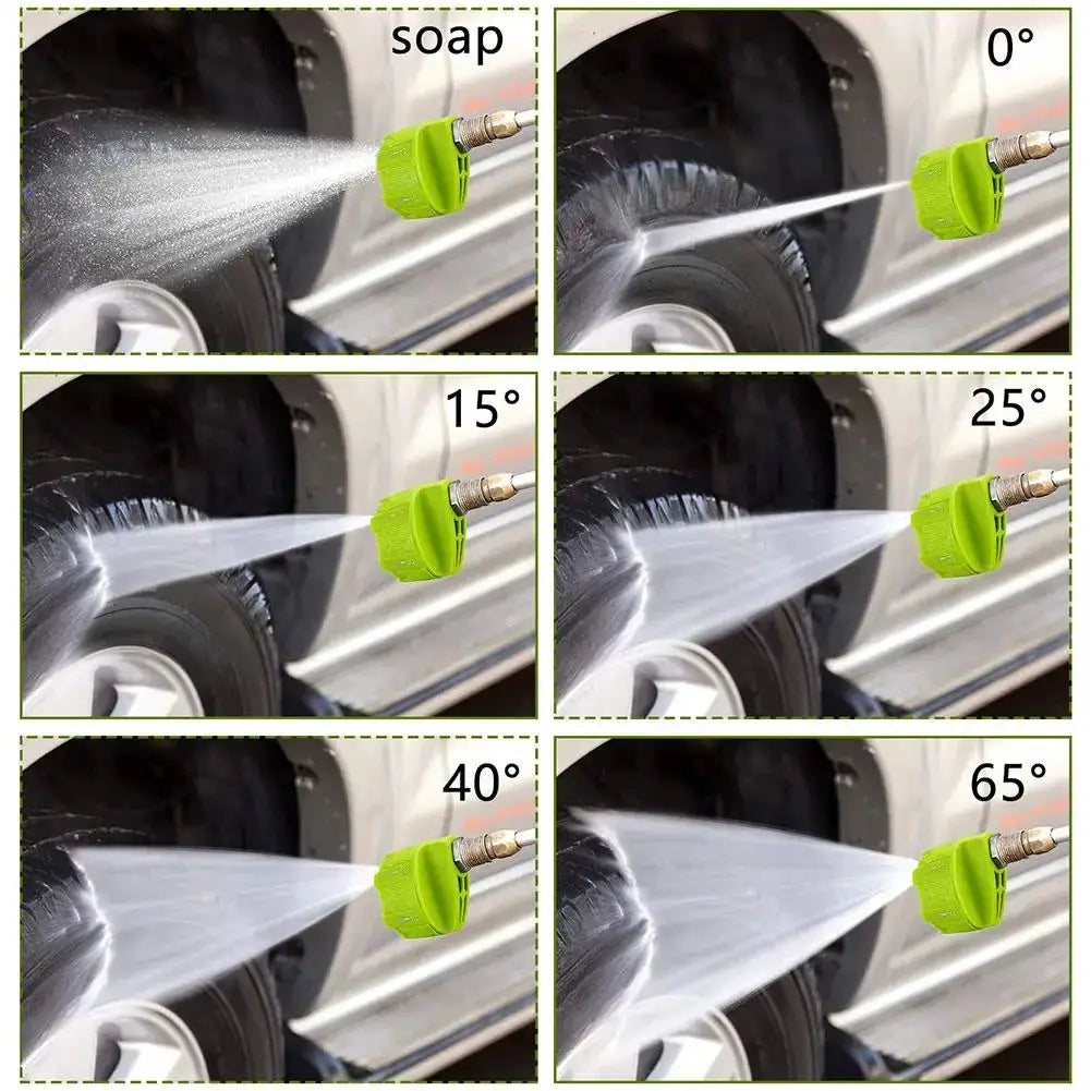 High Pressure Washer Spray Nozzle Six In One Rotating Tip 0 15 25 40 Degree Quick Connect Garden Cleaning