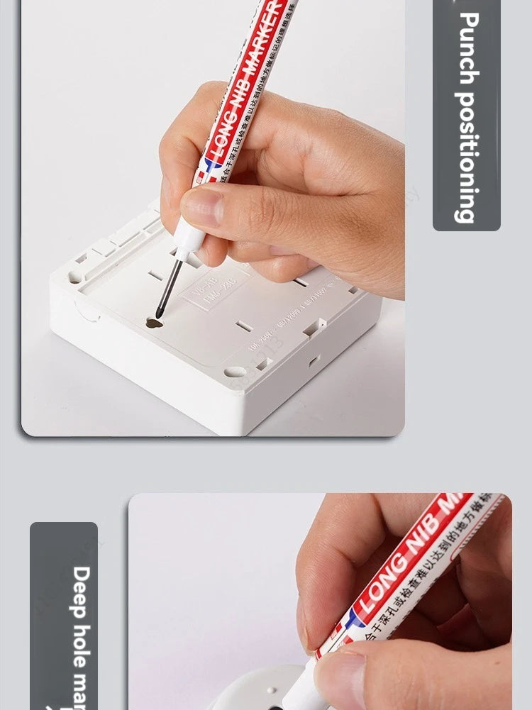 4-piece 20mm deep-hole long-nib marker set by Simples Market, white-bodied for metal perforating.