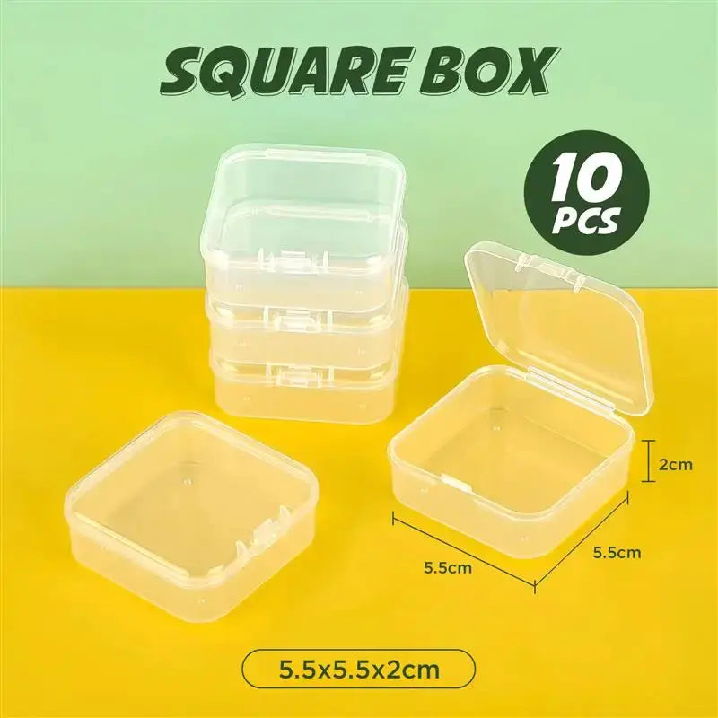 10 Piece Set of Translucent Clear PP Plastic Storage Boxes Rectangular Dustproof Jewelry Case Container