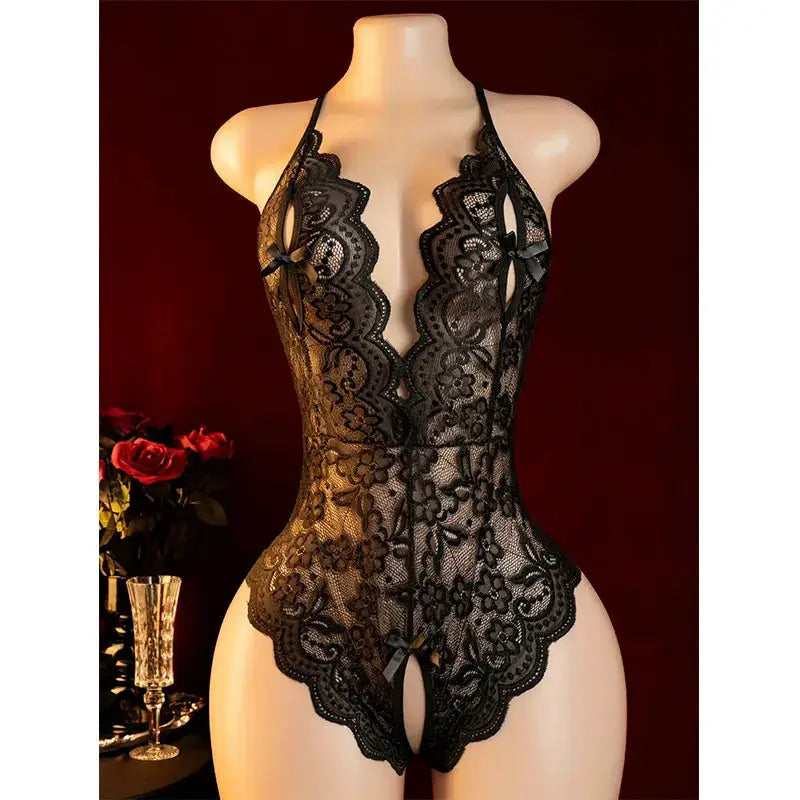 Womens Low Neck Backless Bodysuit Babydoll Lingerie Set Sexy Curvy Nightwear For Intimate Wear