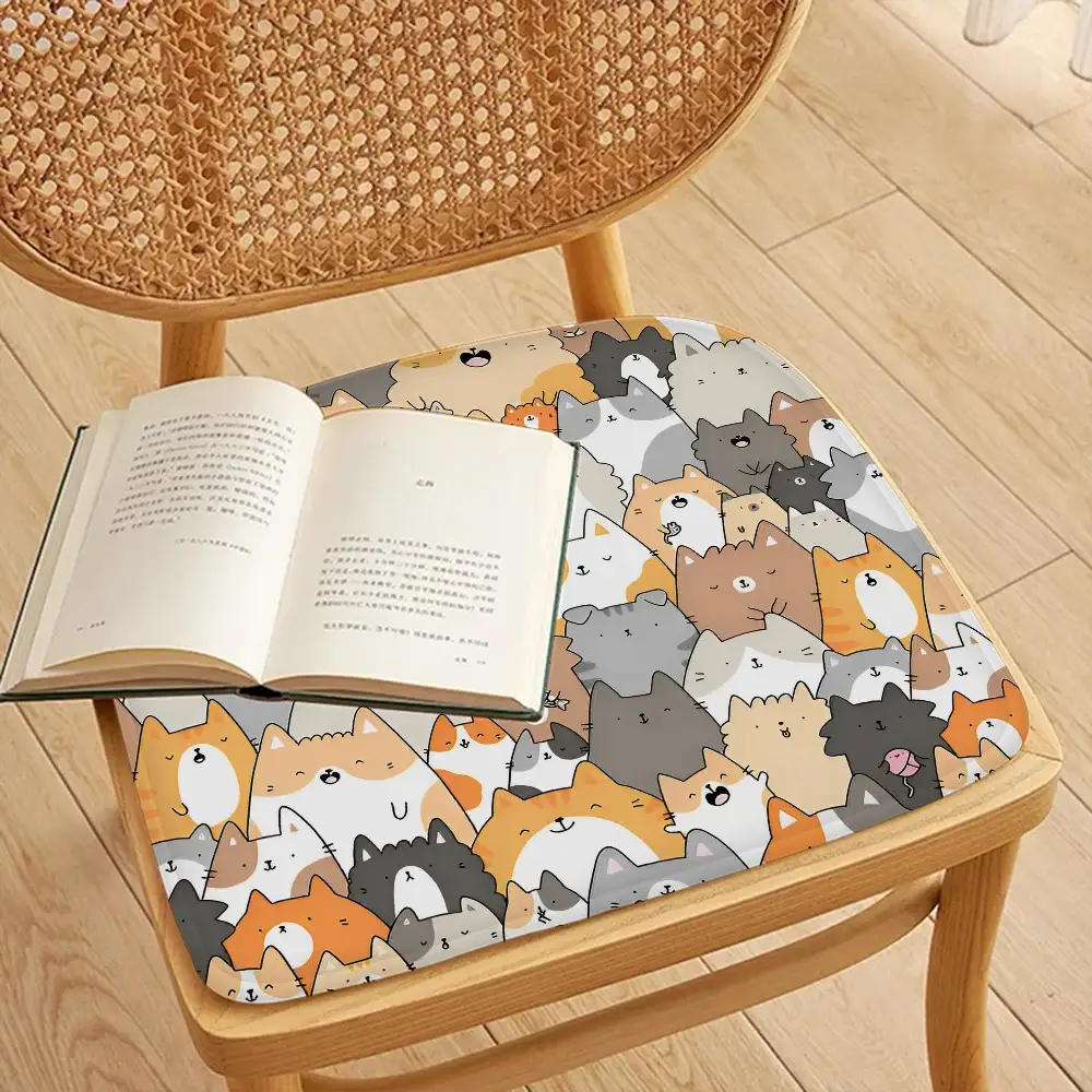 Simples Market Cartoon Cute Cats chair cushion, 45x45cm, soft breathable fabric, colorful cat design