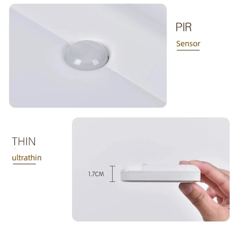Simples Market PIR sensor LED square lamp, white ultrathin plastic, 1.7 cm thick