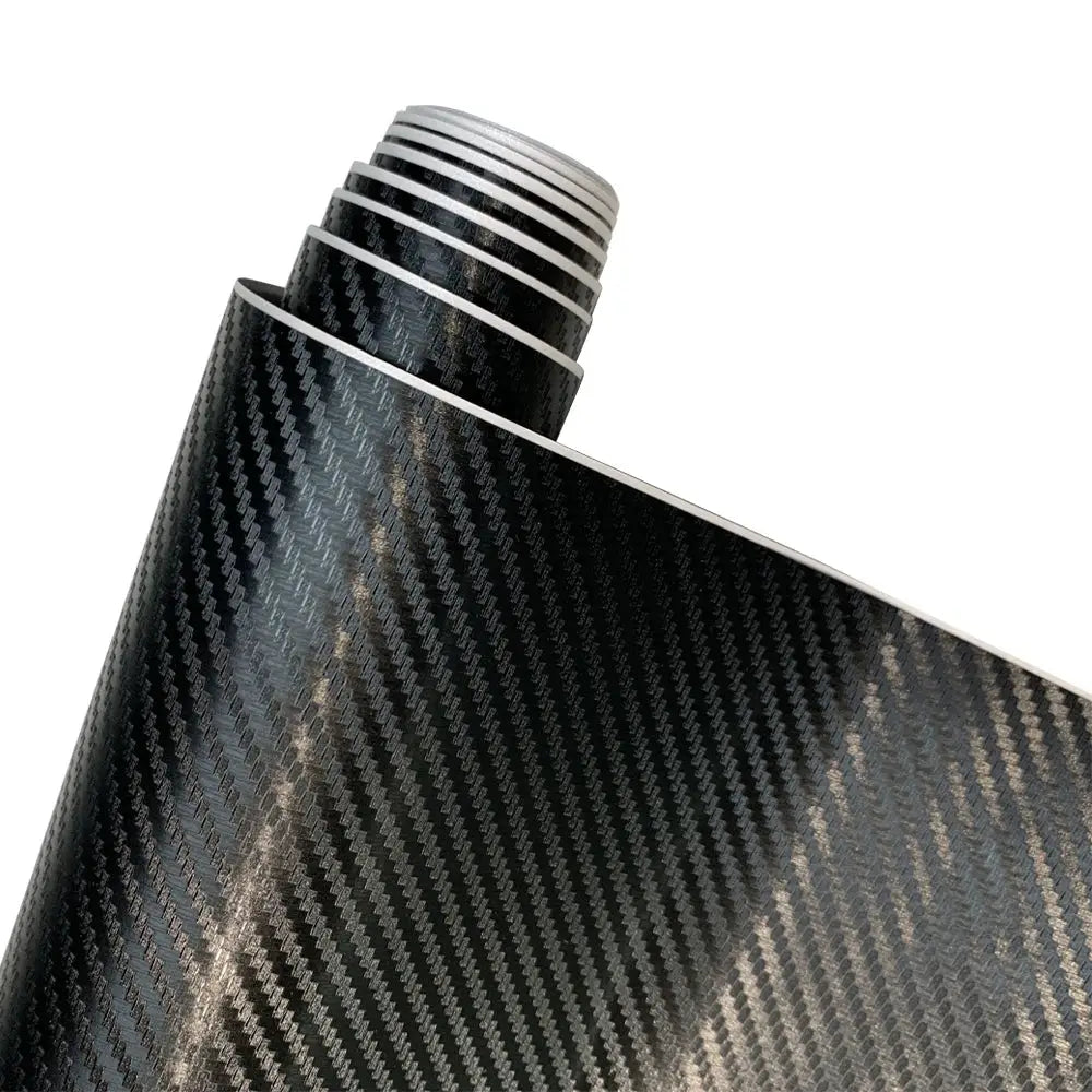 2D-9D carbon fiber wrap sheet roll in glossy black finish, waterproof car and motorcycle vinyl