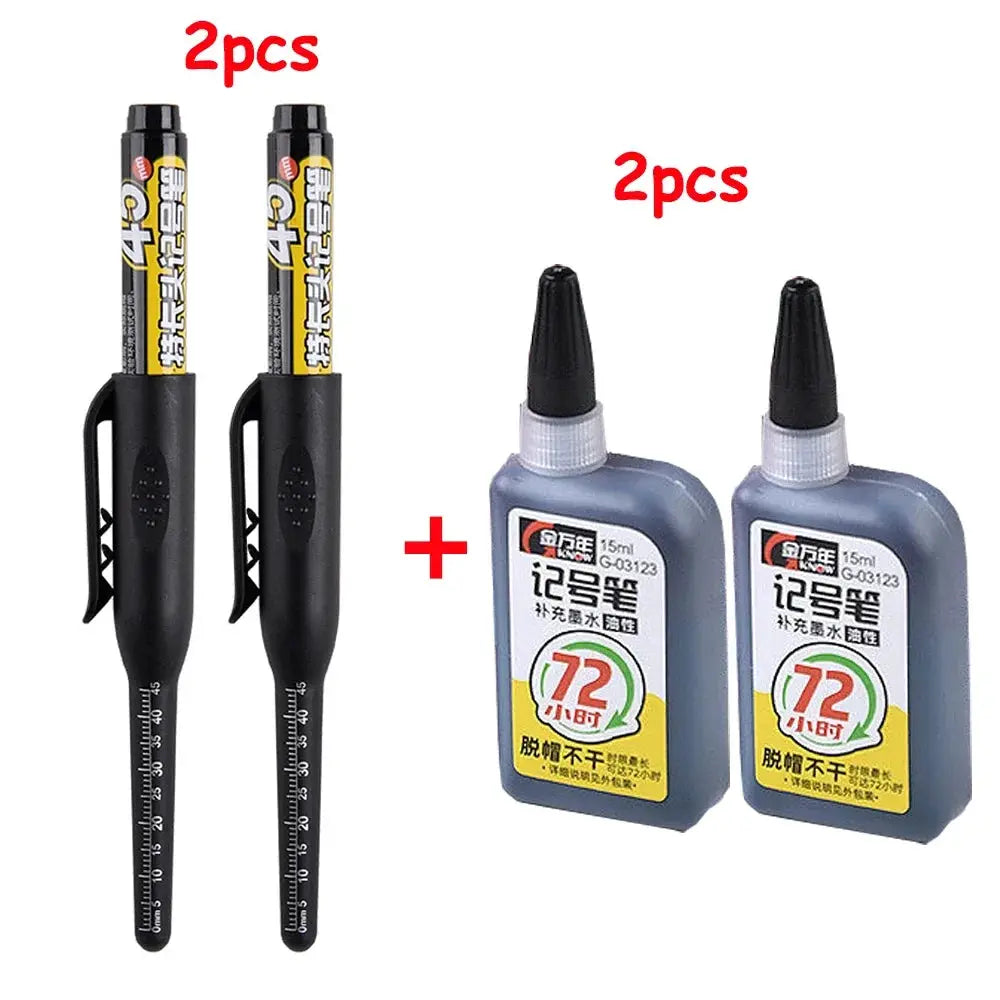 45mm Waterproof Long Head Marker Pen for Deep Hole Marking Tile Carpentry Woodworking Multi Purpose Ink Black Blue Red